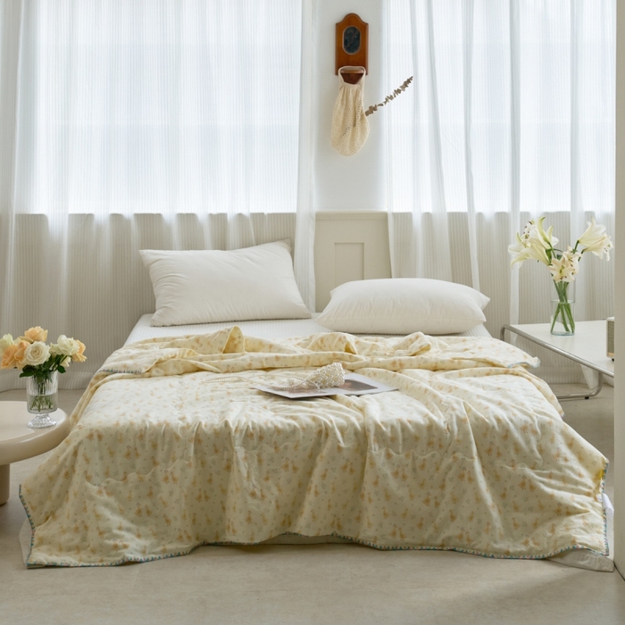 91家纺网 家纺一手货源 找家纺 （总）洋铭区（原狠狠爱） 2025新款贝壳彩边双层纱夏被被子被芯