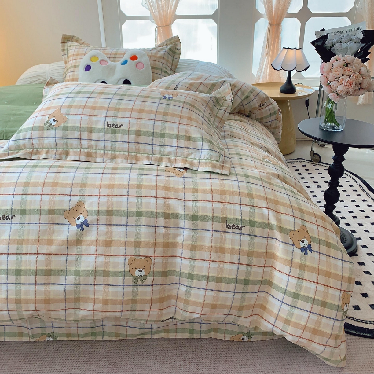 91家纺网 家纺一手货源 找家纺 莱豫家纺 2025新款亲肤舒适小清新印花全棉纯棉四件套-第二批 艾格小熊