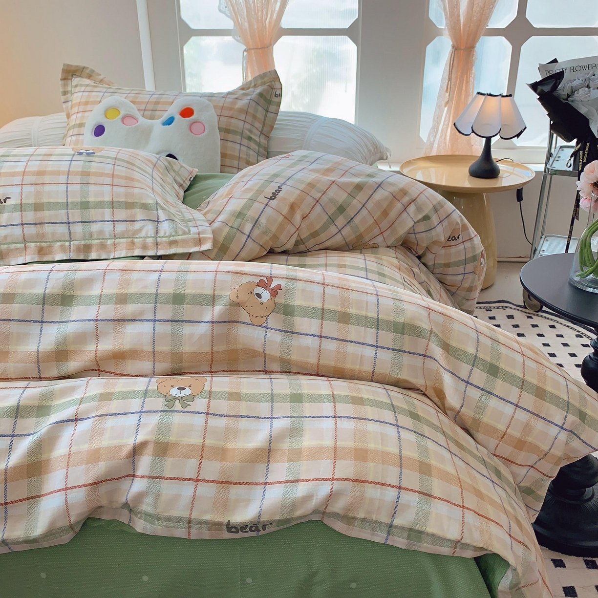 91家纺网 家纺一手货源 找家纺 莱豫家纺 2025新款亲肤舒适小清新印花全棉纯棉四件套-第二批 艾格小熊