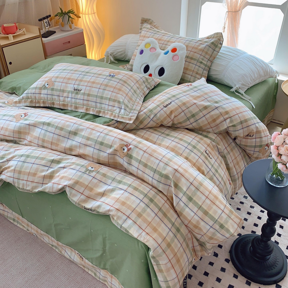 91家纺网 家纺一手货源 找家纺 莱豫家纺 2025新款亲肤舒适小清新印花全棉纯棉四件套-第二批 艾格小熊