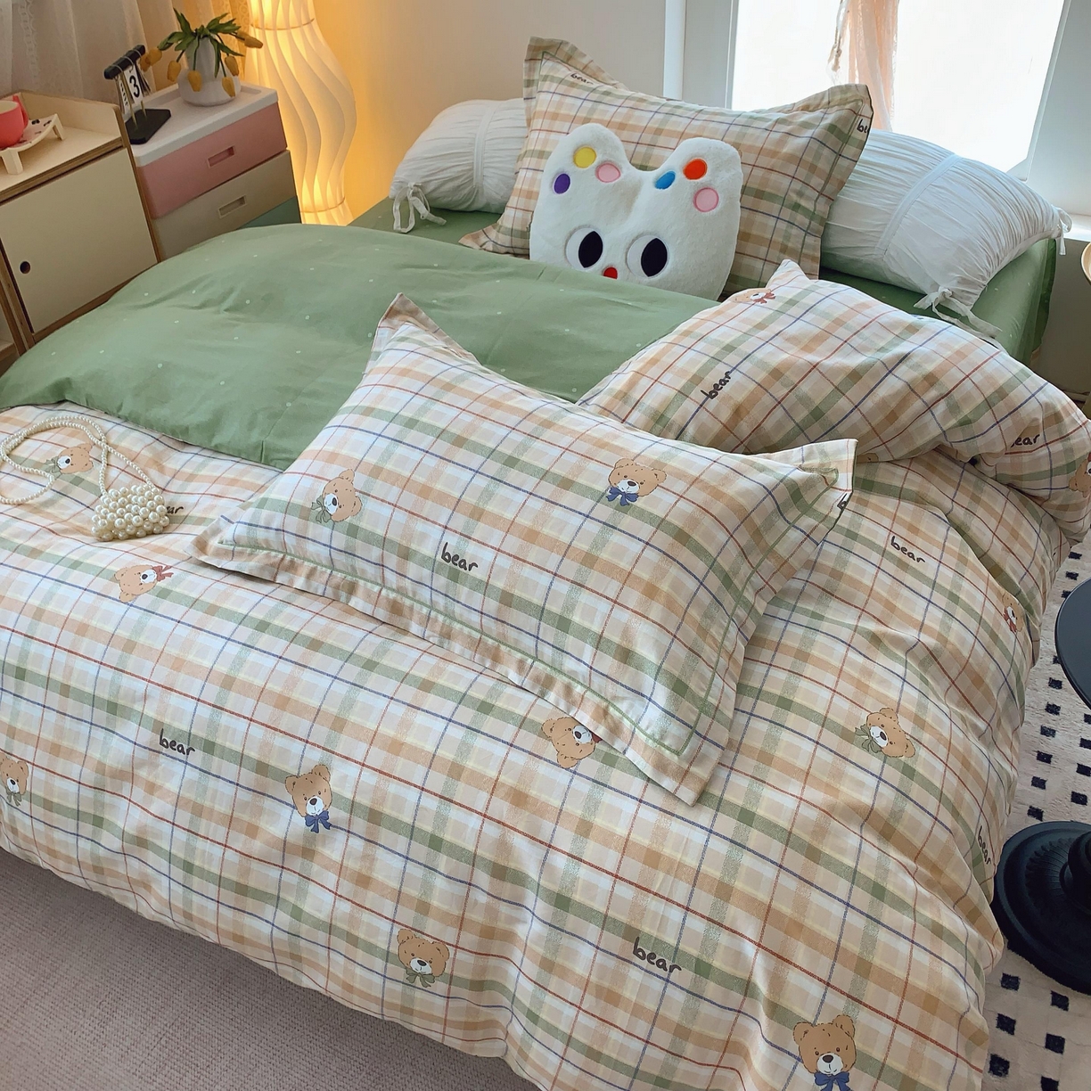 91家纺网 家纺一手货源 找家纺 莱豫家纺 2025新款亲肤舒适小清新印花全棉纯棉四件套-第二批 艾格小熊