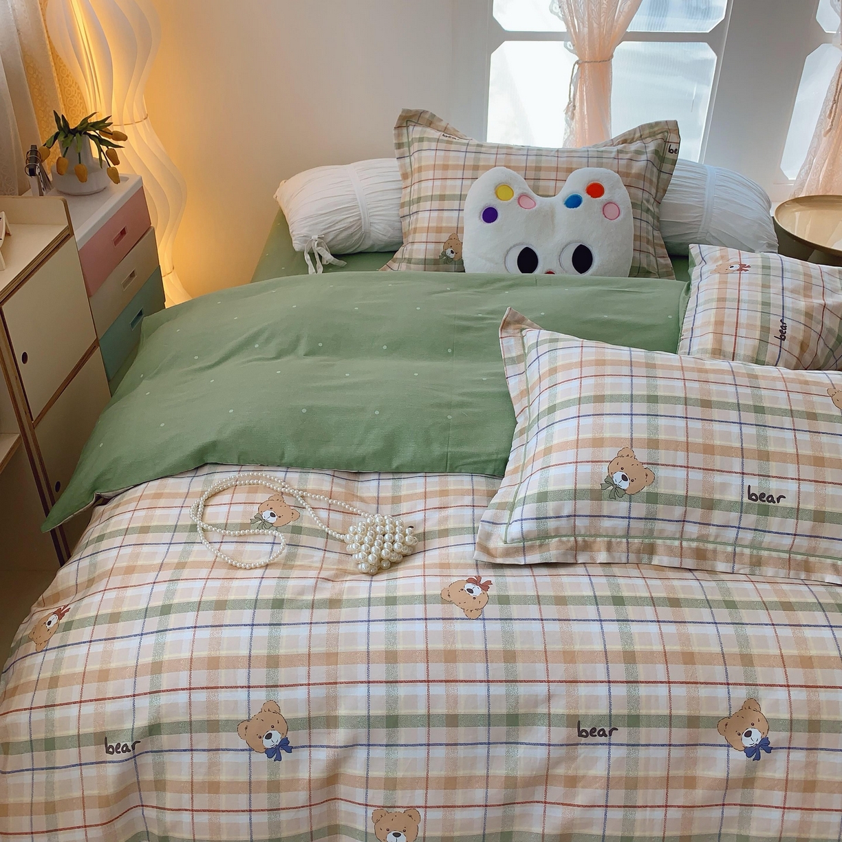 91家纺网 家纺一手货源 找家纺 莱豫家纺 2025新款亲肤舒适小清新印花全棉纯棉四件套-第二批 艾格小熊