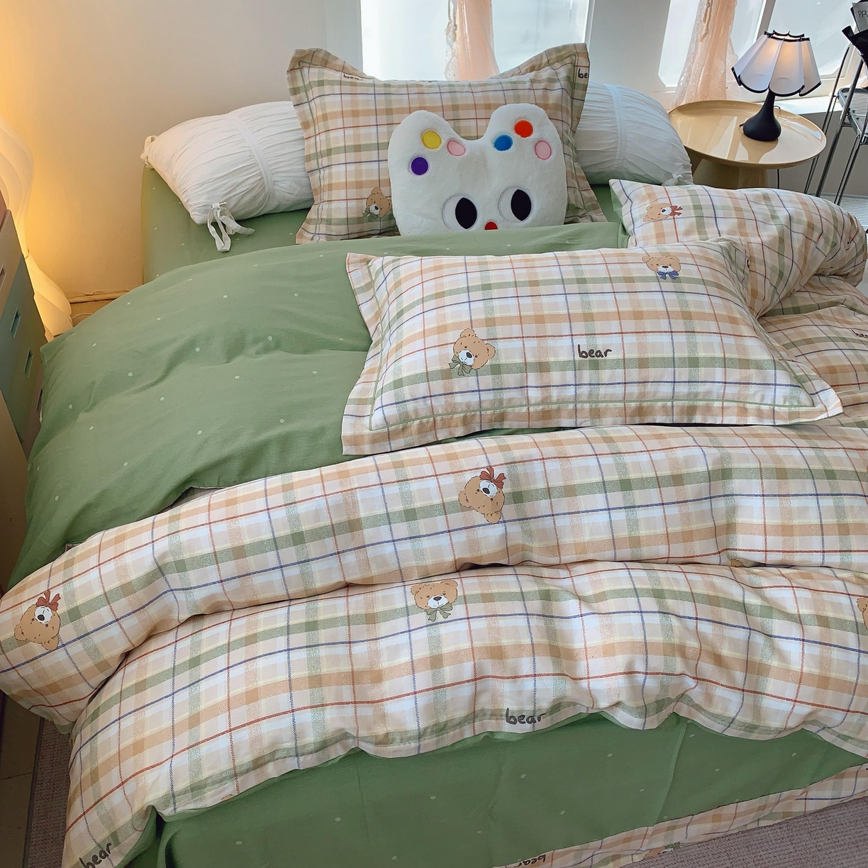 91家纺网 家纺一手货源 找家纺 莱豫家纺 2025新款亲肤舒适小清新印花全棉纯棉四件套-第二批 艾格小熊