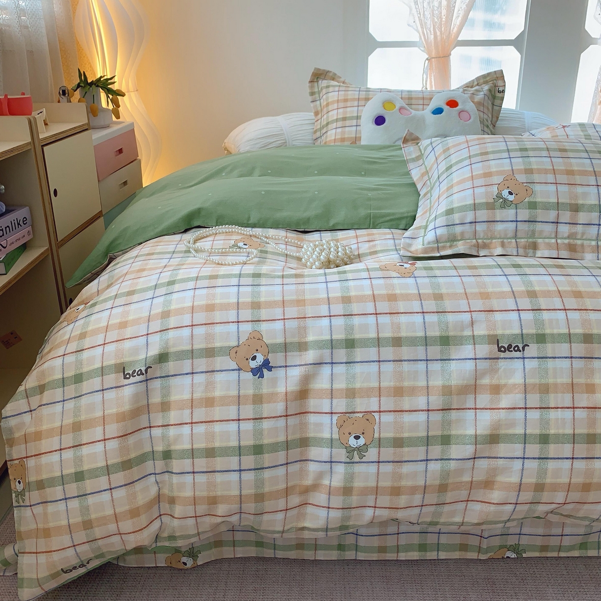 91家纺网 家纺一手货源 找家纺 莱豫家纺 2025新款亲肤舒适小清新印花全棉纯棉四件套-第二批 艾格小熊