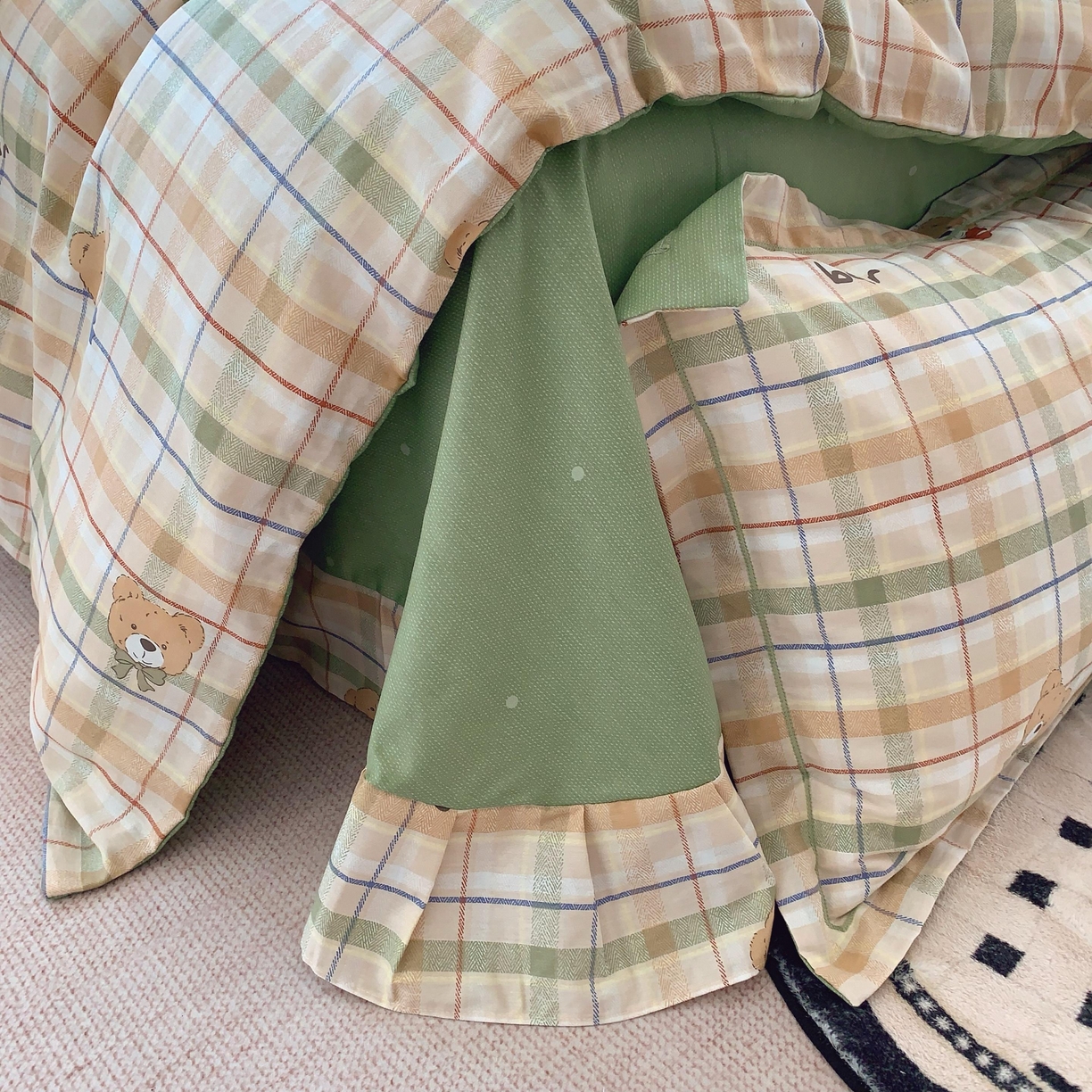 91家纺网 家纺一手货源 找家纺 莱豫家纺 2025新款亲肤舒适小清新印花全棉纯棉四件套-第二批 艾格小熊