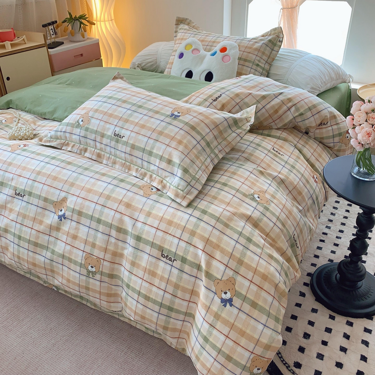 91家纺网 家纺一手货源 找家纺 莱豫家纺 2025新款亲肤舒适小清新印花全棉纯棉四件套-第二批 艾格小熊