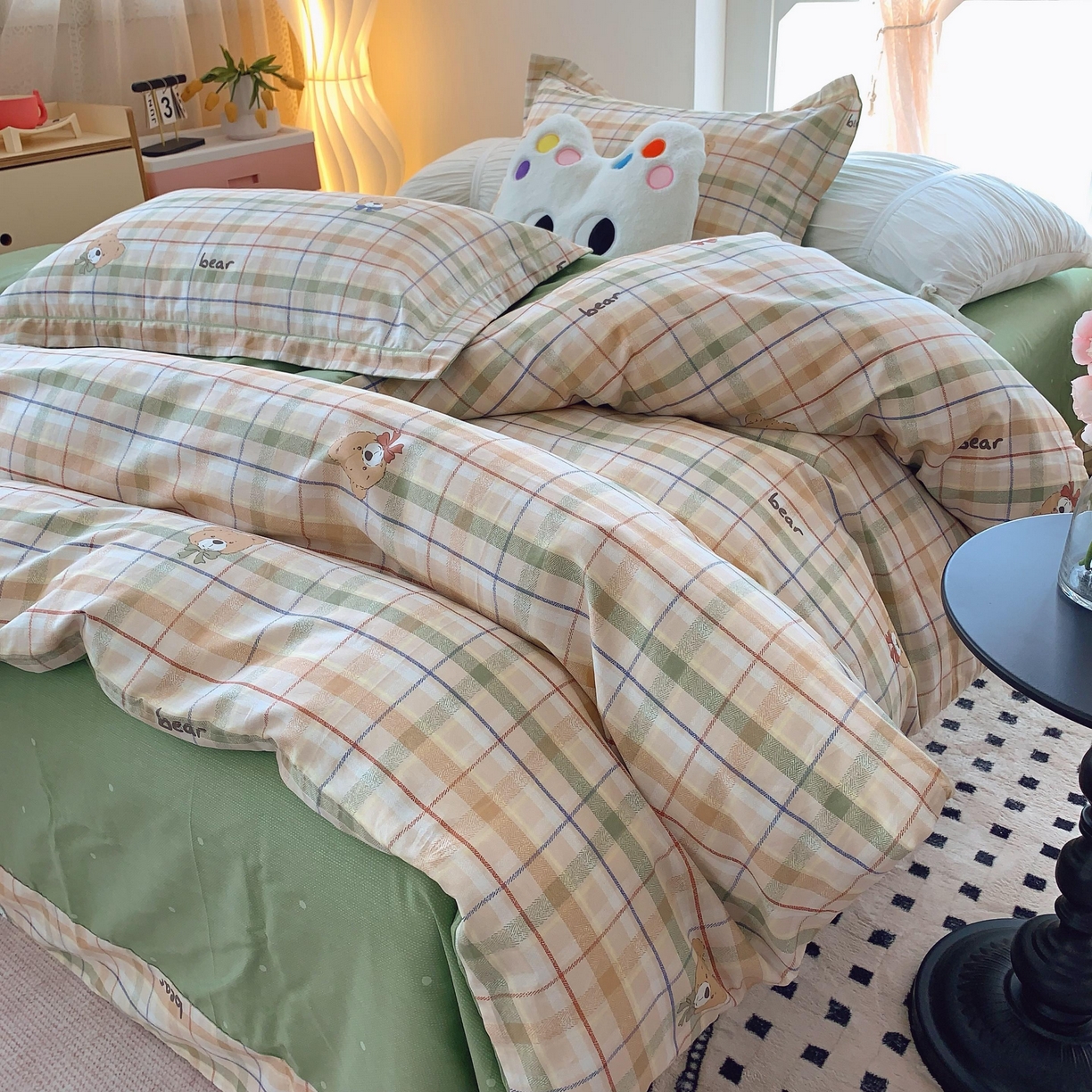 91家纺网 家纺一手货源 找家纺 莱豫家纺 2025新款亲肤舒适小清新印花全棉纯棉四件套-第二批 艾格小熊