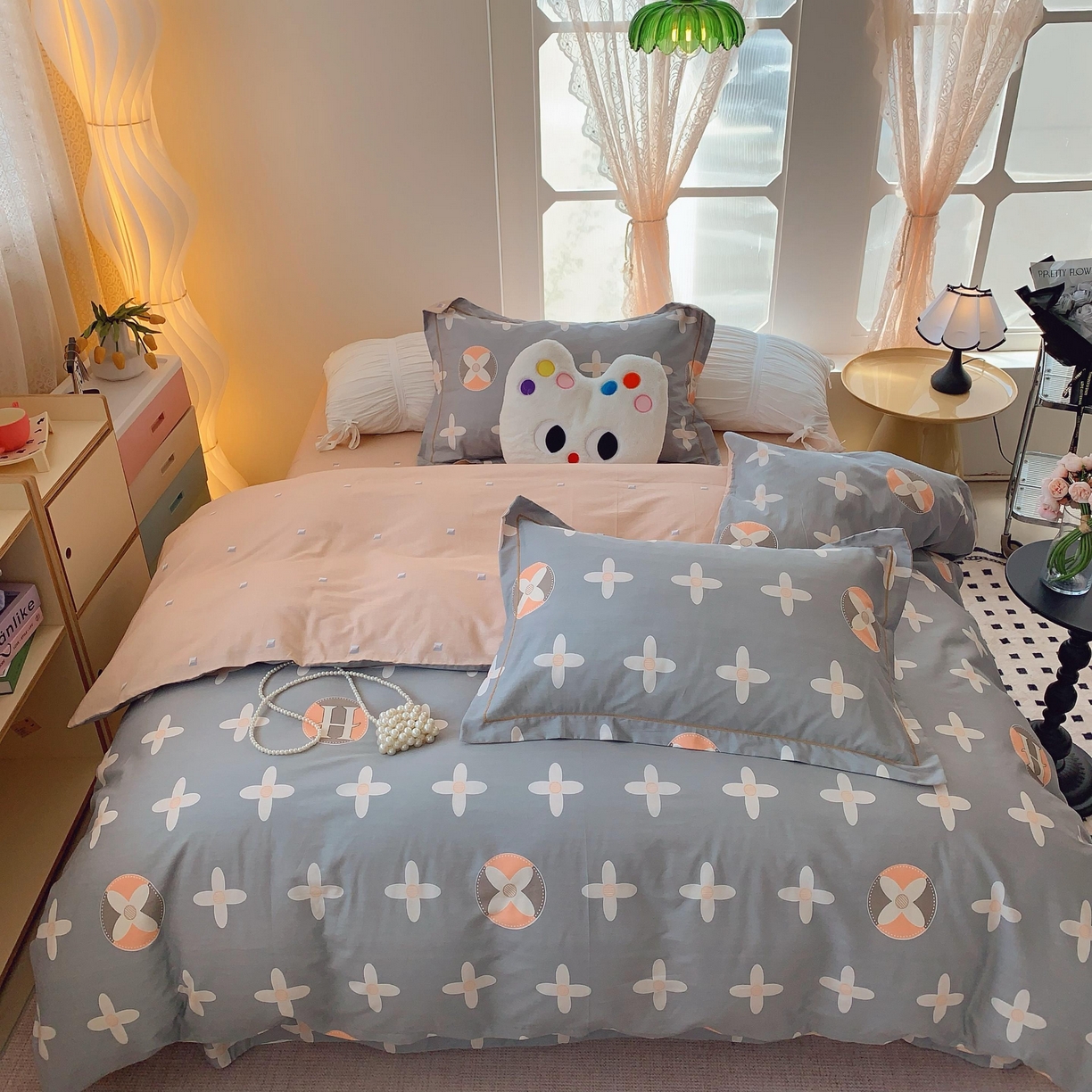 莱豫家纺 2025新款亲肤舒适小清新印花全棉纯棉四件套-第二批 巴黎世家灰