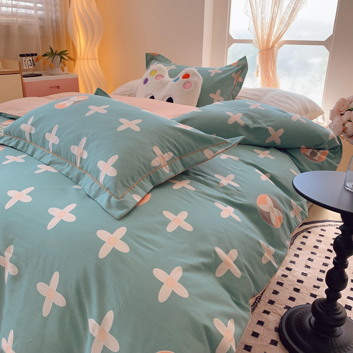 91家纺网 家纺一手货源 找家纺 莱豫家纺 2025新款亲肤舒适小清新印花全棉纯棉四件套-第二批 巴黎世家绿