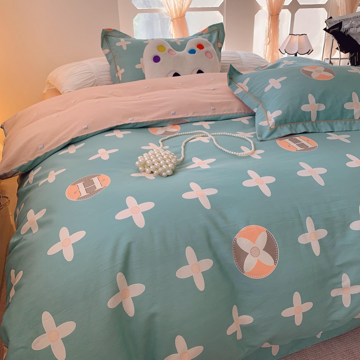 91家纺网 家纺一手货源 找家纺 莱豫家纺 2025新款亲肤舒适小清新印花全棉纯棉四件套-第二批 巴黎世家绿