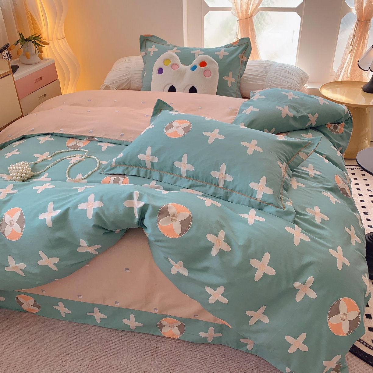 91家纺网 家纺一手货源 找家纺 莱豫家纺 2025新款亲肤舒适小清新印花全棉纯棉四件套-第二批 巴黎世家绿