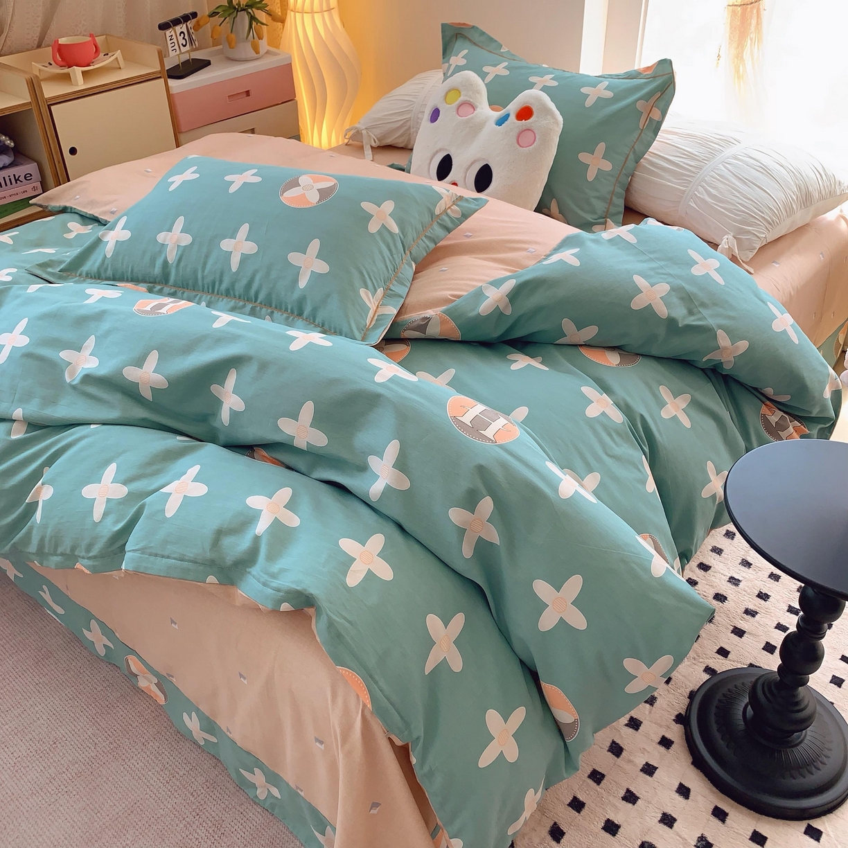 91家纺网 家纺一手货源 找家纺 莱豫家纺 2025新款亲肤舒适小清新印花全棉纯棉四件套-第二批 巴黎世家绿