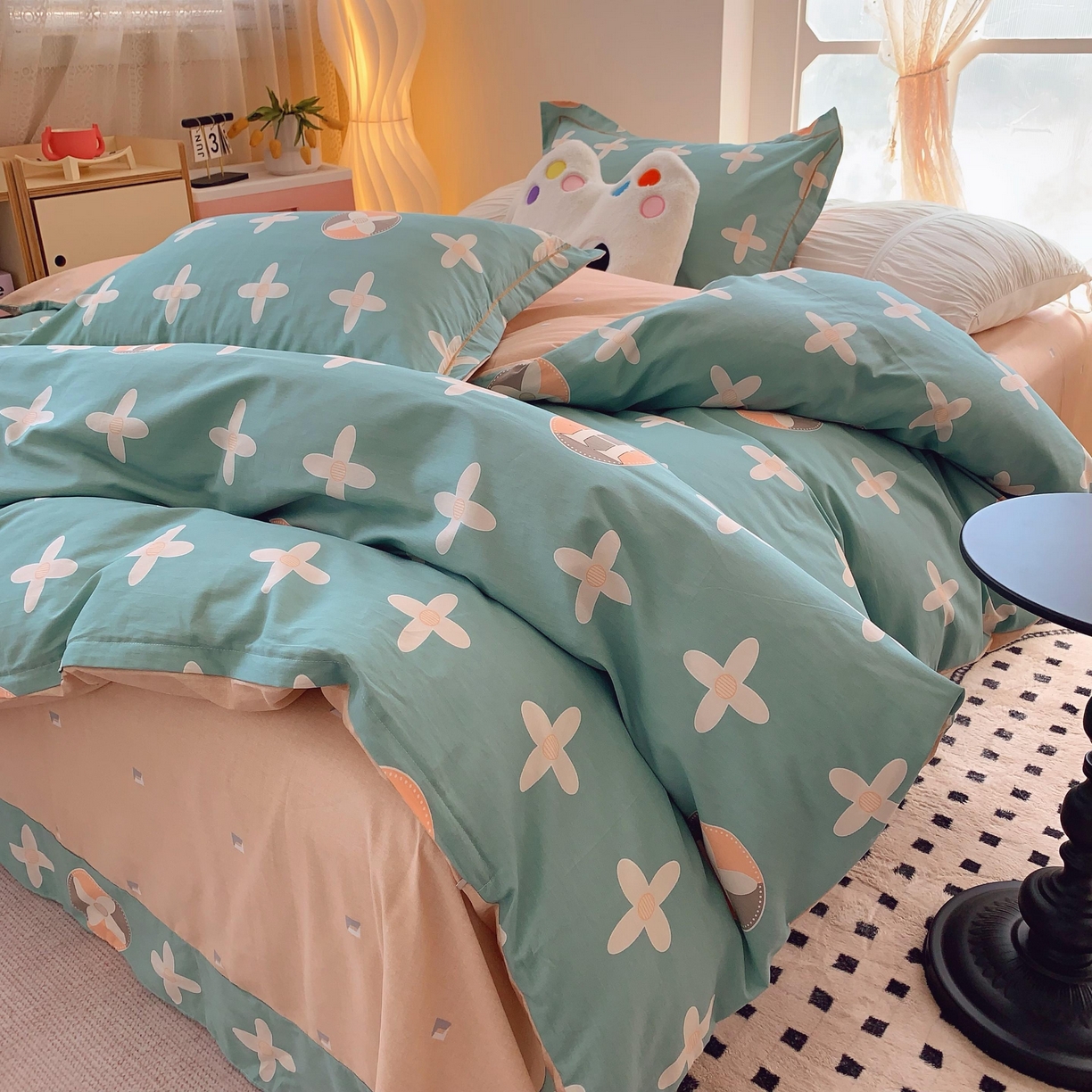 91家纺网 家纺一手货源 找家纺 莱豫家纺 2025新款亲肤舒适小清新印花全棉纯棉四件套-第二批 巴黎世家绿