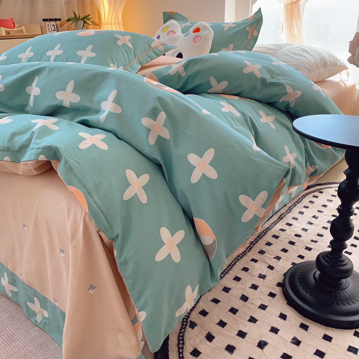 91家纺网 家纺一手货源 找家纺 莱豫家纺 2025新款亲肤舒适小清新印花全棉纯棉四件套-第二批 巴黎世家绿