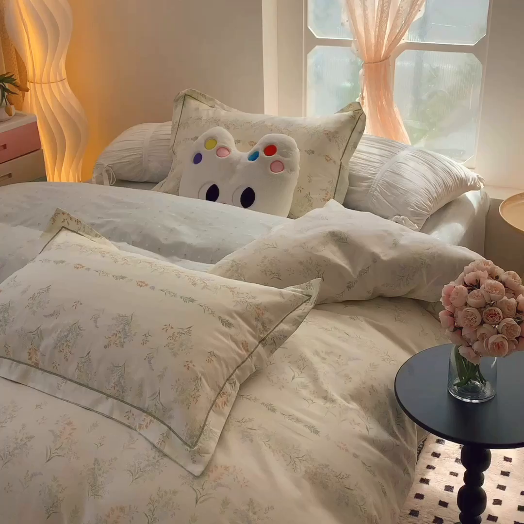 91家纺网 家纺一手货源 找家纺 莱豫家纺 2025新款亲肤舒适小清新印花全棉纯棉四件套-第二批 芳草恋