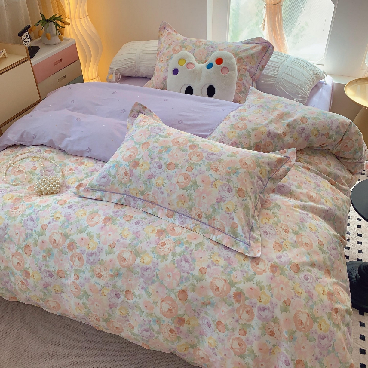 91家纺网 家纺一手货源 找家纺 莱豫家纺 2025新款亲肤舒适小清新印花全棉纯棉四件套-第二批 花月岛