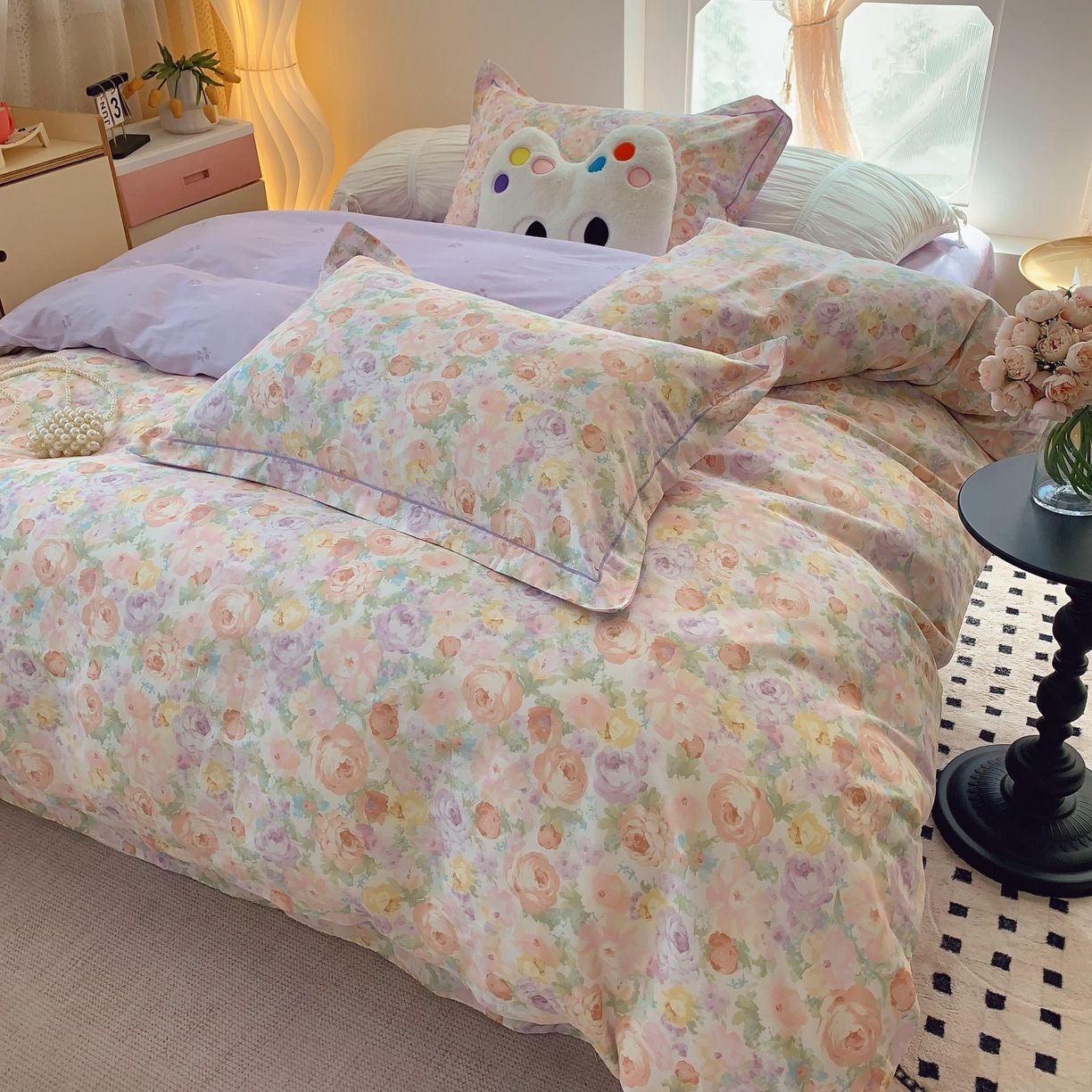 91家纺网 家纺一手货源 找家纺 莱豫家纺 2025新款亲肤舒适小清新印花全棉纯棉四件套-第二批 花月岛