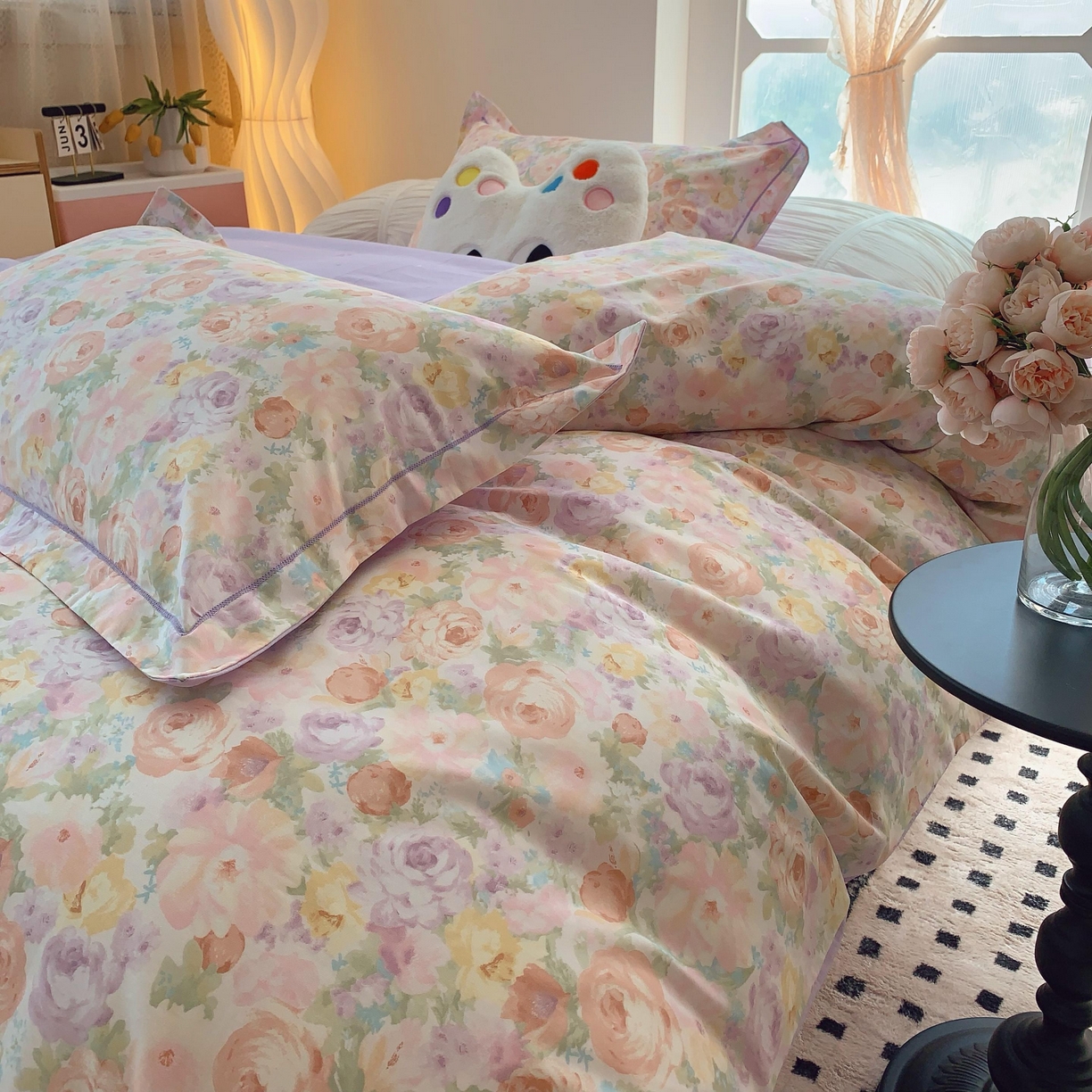 91家纺网 家纺一手货源 找家纺 莱豫家纺 2025新款亲肤舒适小清新印花全棉纯棉四件套-第二批 花月岛