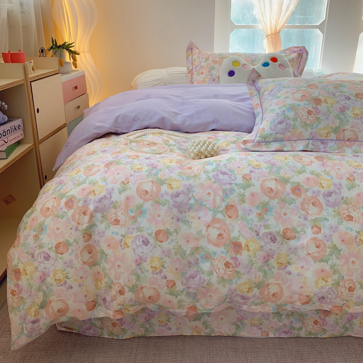 91家纺网 家纺一手货源 找家纺 莱豫家纺 2025新款亲肤舒适小清新印花全棉纯棉四件套-第二批 花月岛