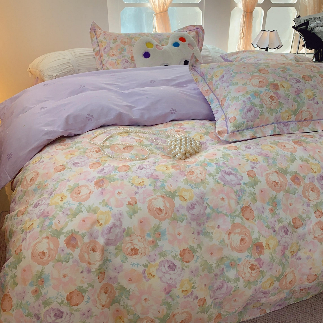 91家纺网 家纺一手货源 找家纺 莱豫家纺 2025新款亲肤舒适小清新印花全棉纯棉四件套-第二批 花月岛