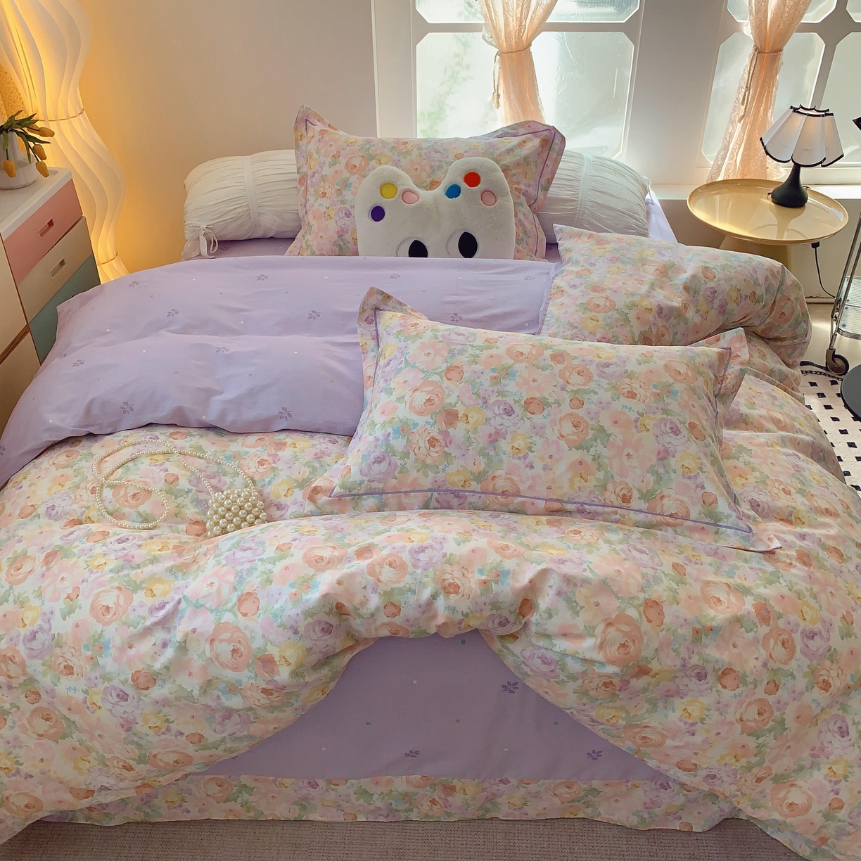 91家纺网 家纺一手货源 找家纺 莱豫家纺 2025新款亲肤舒适小清新印花全棉纯棉四件套-第二批 花月岛