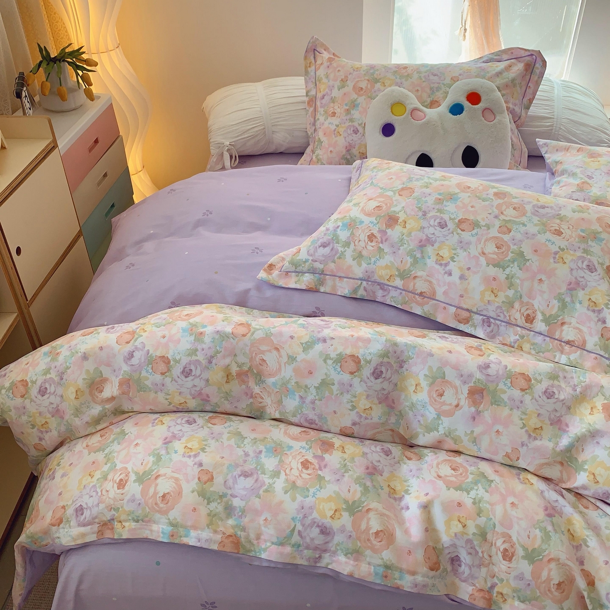 91家纺网 家纺一手货源 找家纺 莱豫家纺 2025新款亲肤舒适小清新印花全棉纯棉四件套-第二批 花月岛