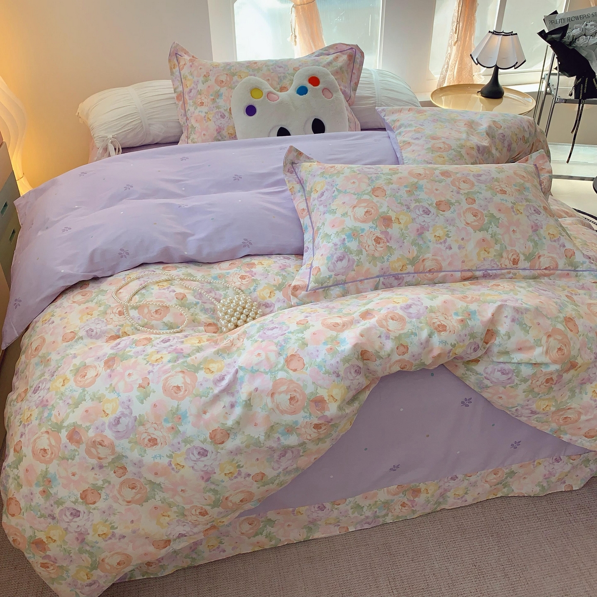 91家纺网 家纺一手货源 找家纺 莱豫家纺 2025新款亲肤舒适小清新印花全棉纯棉四件套-第二批 花月岛