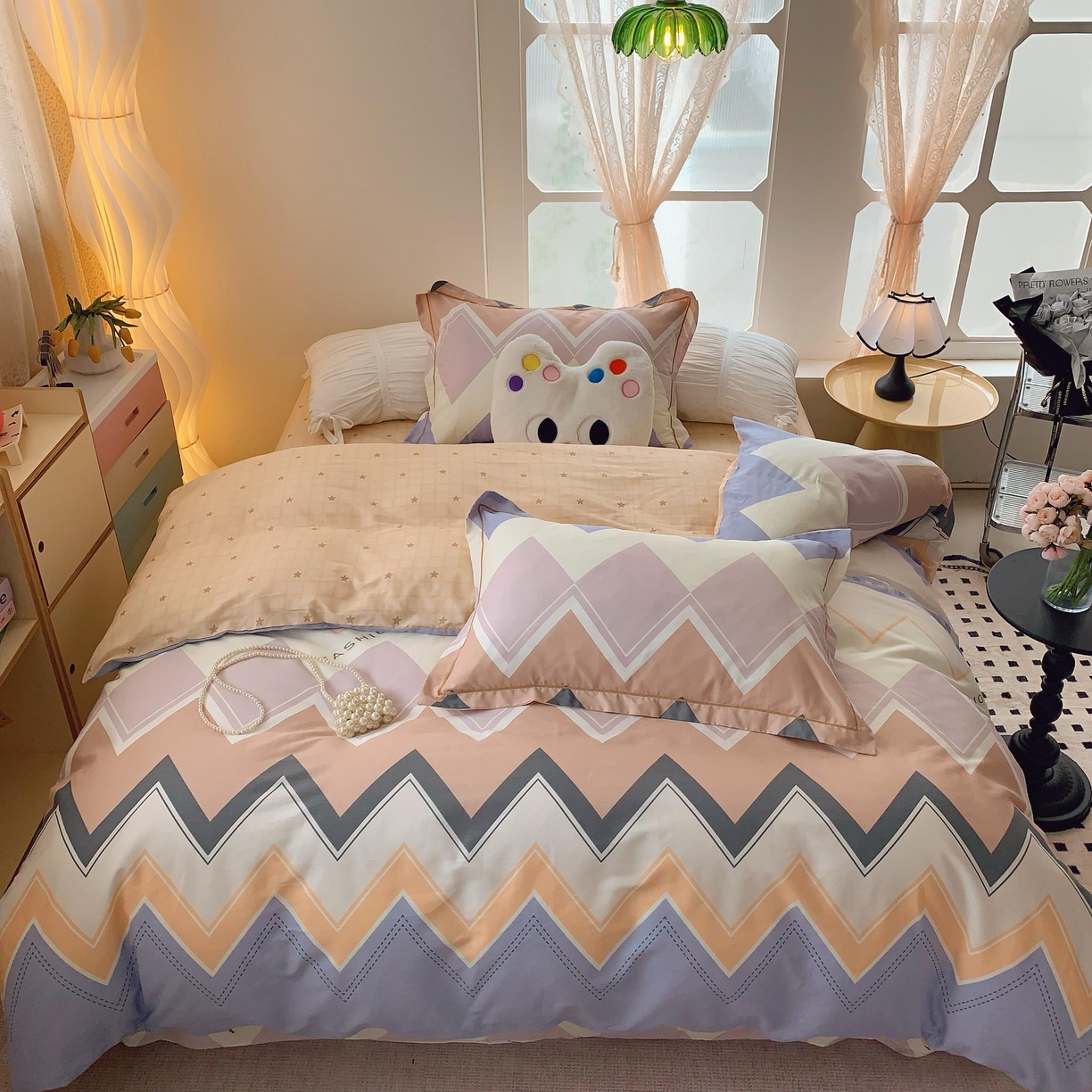 莱豫家纺 2025新款亲肤舒适小清新印花全棉纯棉四件套-第二批 悸动波纹