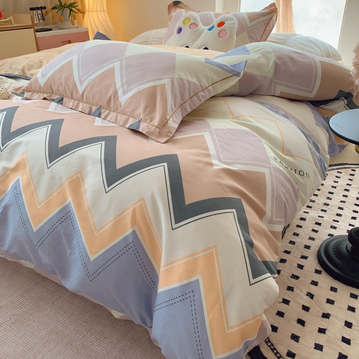 91家纺网 家纺一手货源 找家纺 莱豫家纺 2025新款亲肤舒适小清新印花全棉纯棉四件套-第二批 悸动波纹