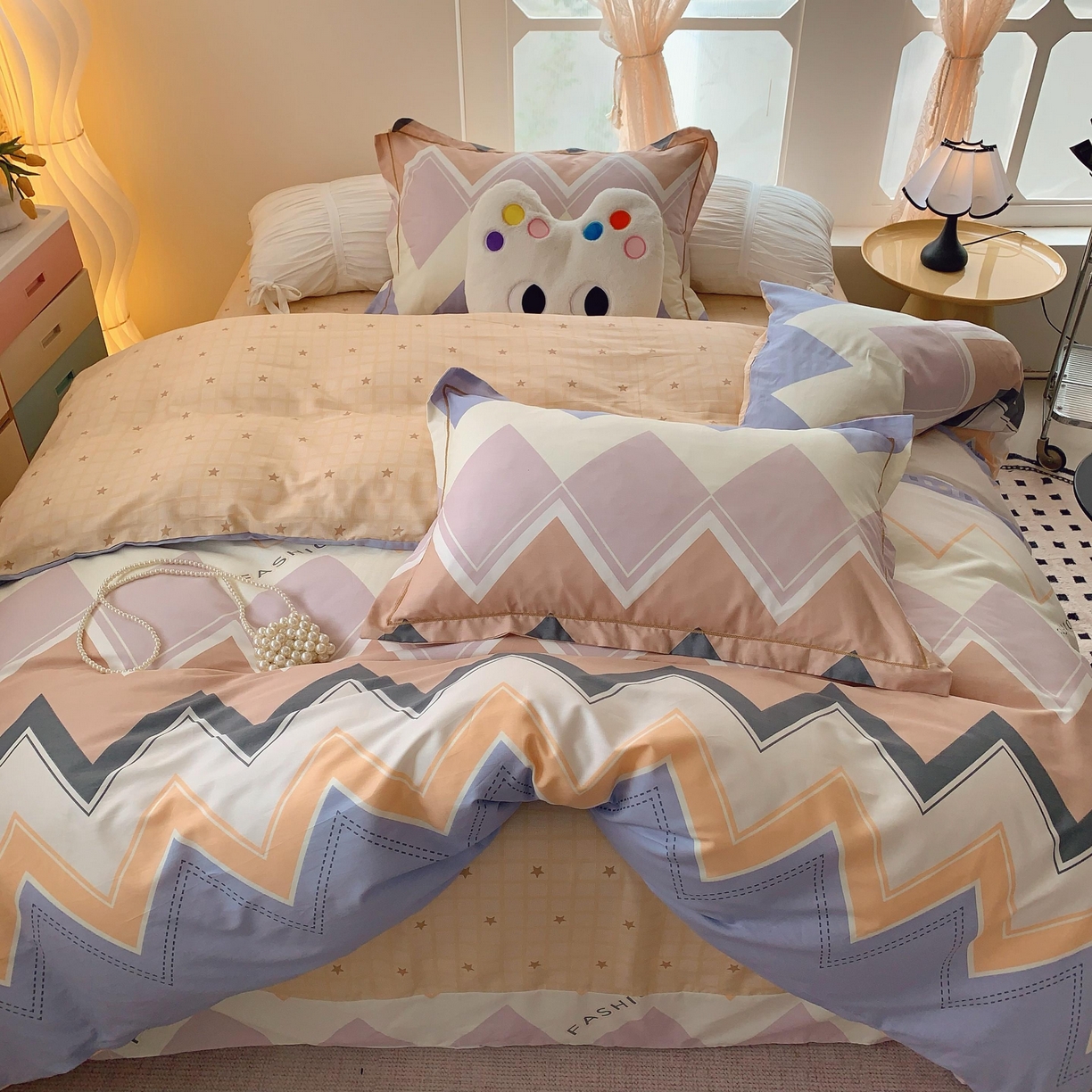 91家纺网 家纺一手货源 找家纺 莱豫家纺 2025新款亲肤舒适小清新印花全棉纯棉四件套-第二批 悸动波纹