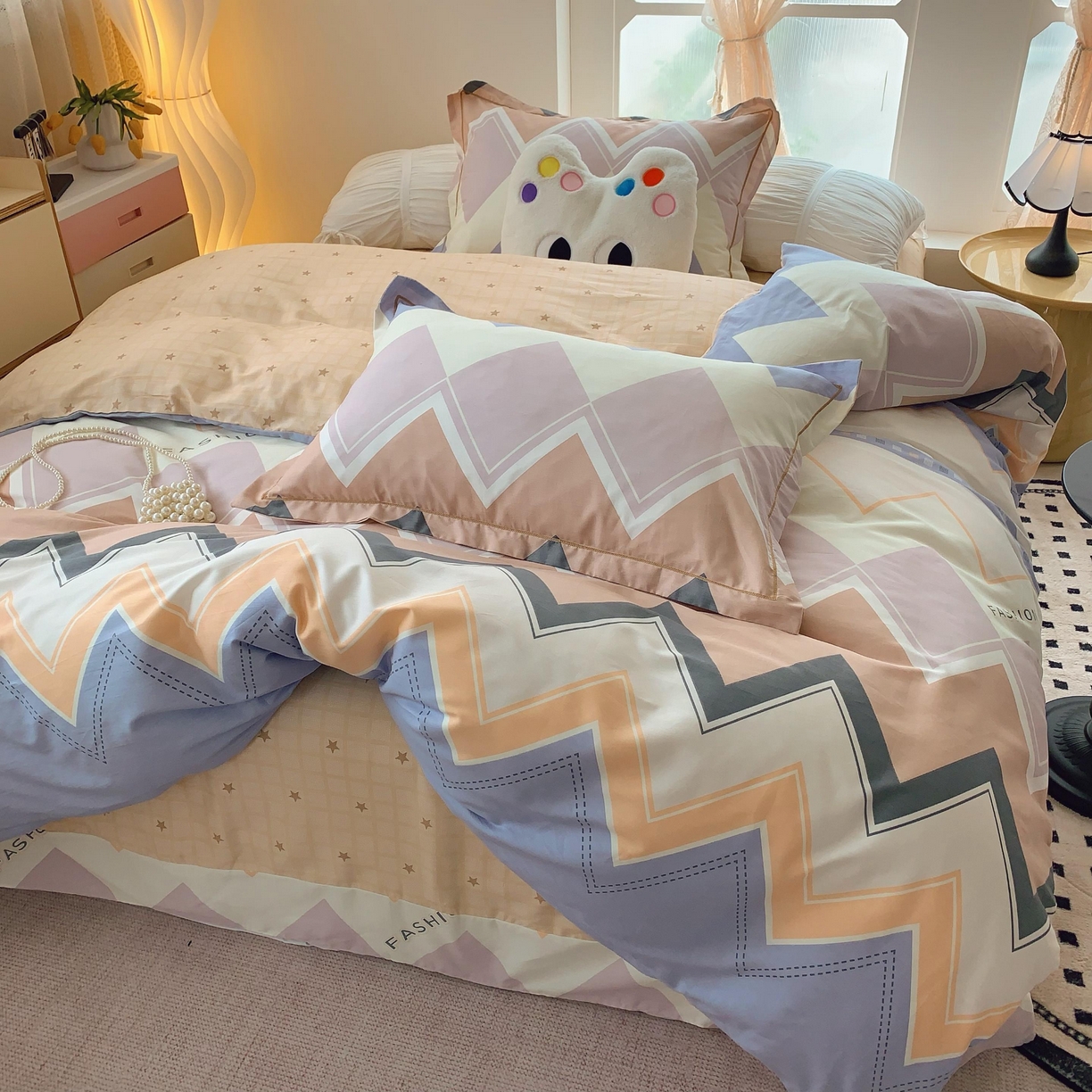 91家纺网 家纺一手货源 找家纺 莱豫家纺 2025新款亲肤舒适小清新印花全棉纯棉四件套-第二批 悸动波纹