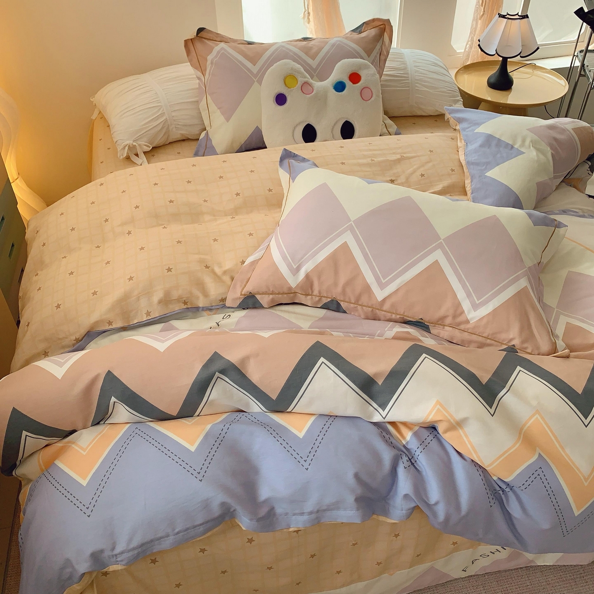 91家纺网 家纺一手货源 找家纺 莱豫家纺 2025新款亲肤舒适小清新印花全棉纯棉四件套-第二批 悸动波纹