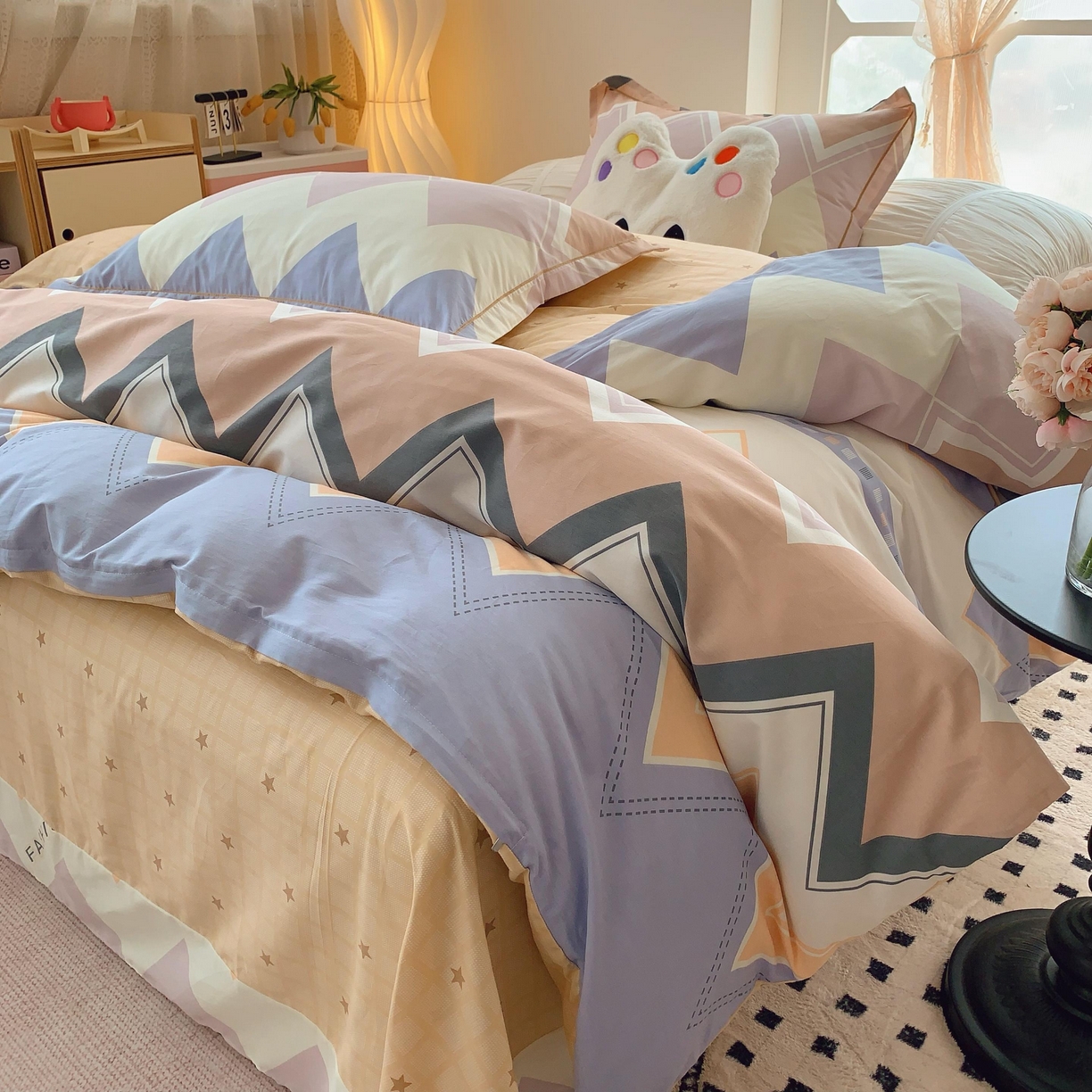 91家纺网 家纺一手货源 找家纺 莱豫家纺 2025新款亲肤舒适小清新印花全棉纯棉四件套-第二批 悸动波纹