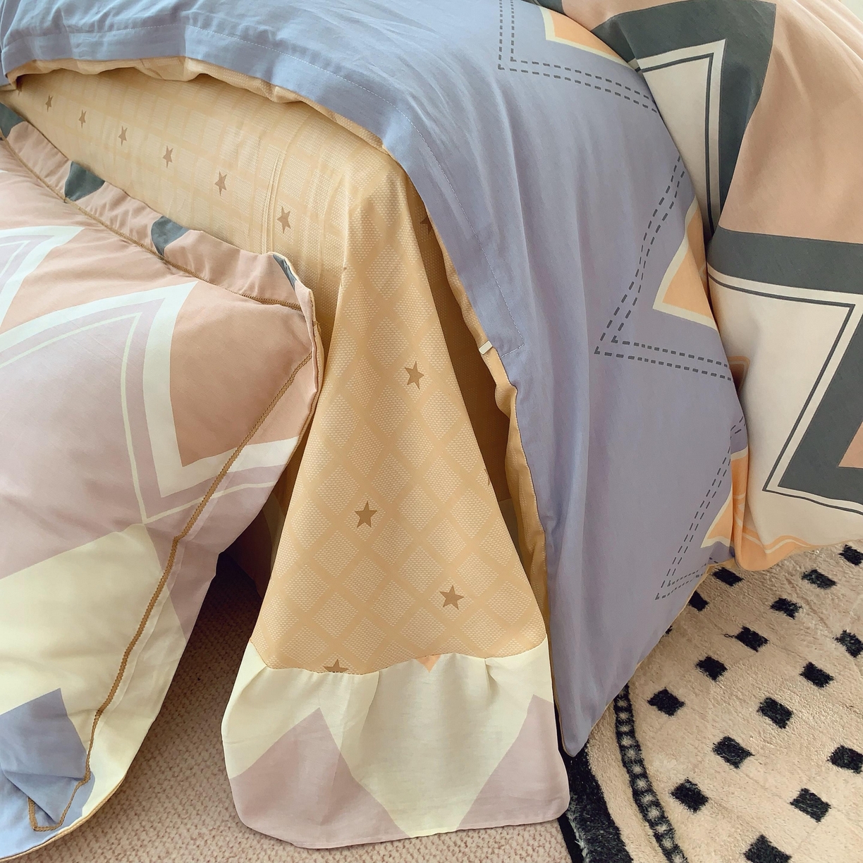 91家纺网 家纺一手货源 找家纺 莱豫家纺 2025新款亲肤舒适小清新印花全棉纯棉四件套-第二批 悸动波纹