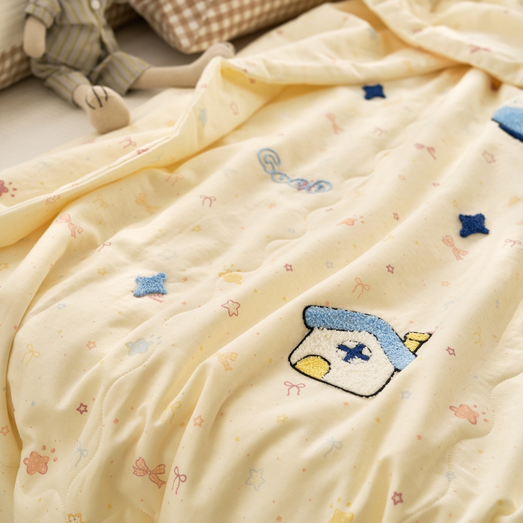 91家纺网 家纺一手货源 找家纺 （总）洋铭区（原狠狠爱） 2025新款双层纱毛巾绣夏被夏凉被空调被