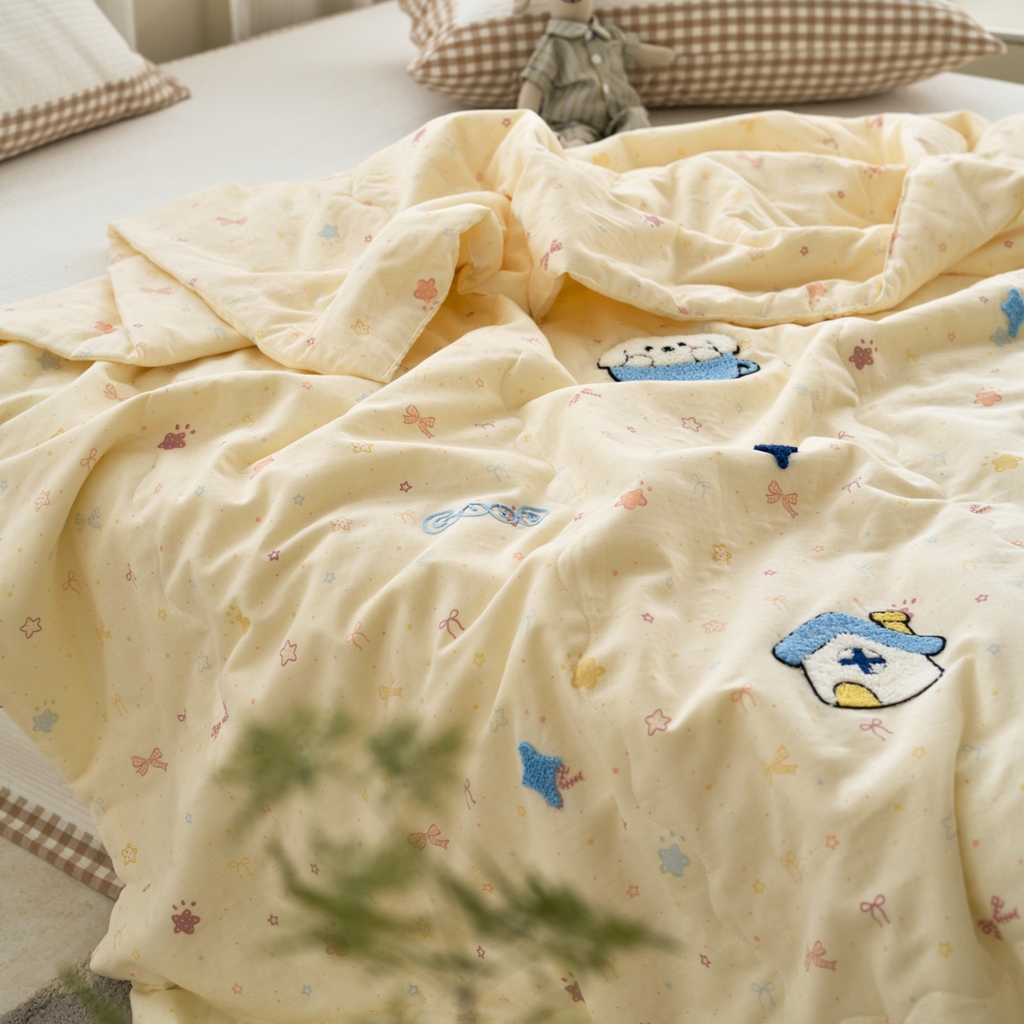 91家纺网 家纺一手货源 找家纺 （总）洋铭区（原狠狠爱） 2025新款双层纱毛巾绣夏被夏凉被空调被