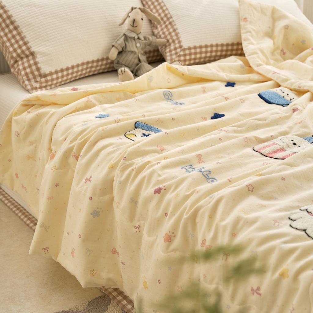 91家纺网 家纺一手货源 找家纺 （总）洋铭区（原狠狠爱） 2025新款双层纱毛巾绣夏被夏凉被空调被