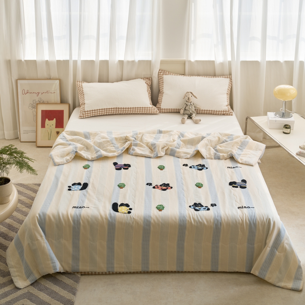 91家纺网 家纺一手货源 找家纺 （总）洋铭区（原狠狠爱） 2025新款双层纱毛巾绣夏被夏凉被空调被