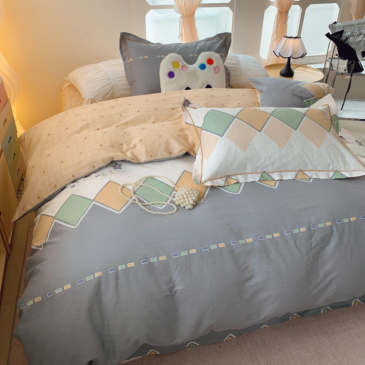 91家纺网 家纺一手货源 找家纺 莱豫家纺 2025新款亲肤舒适小清新印花全棉纯棉四件套-第二批 莱恩小熊