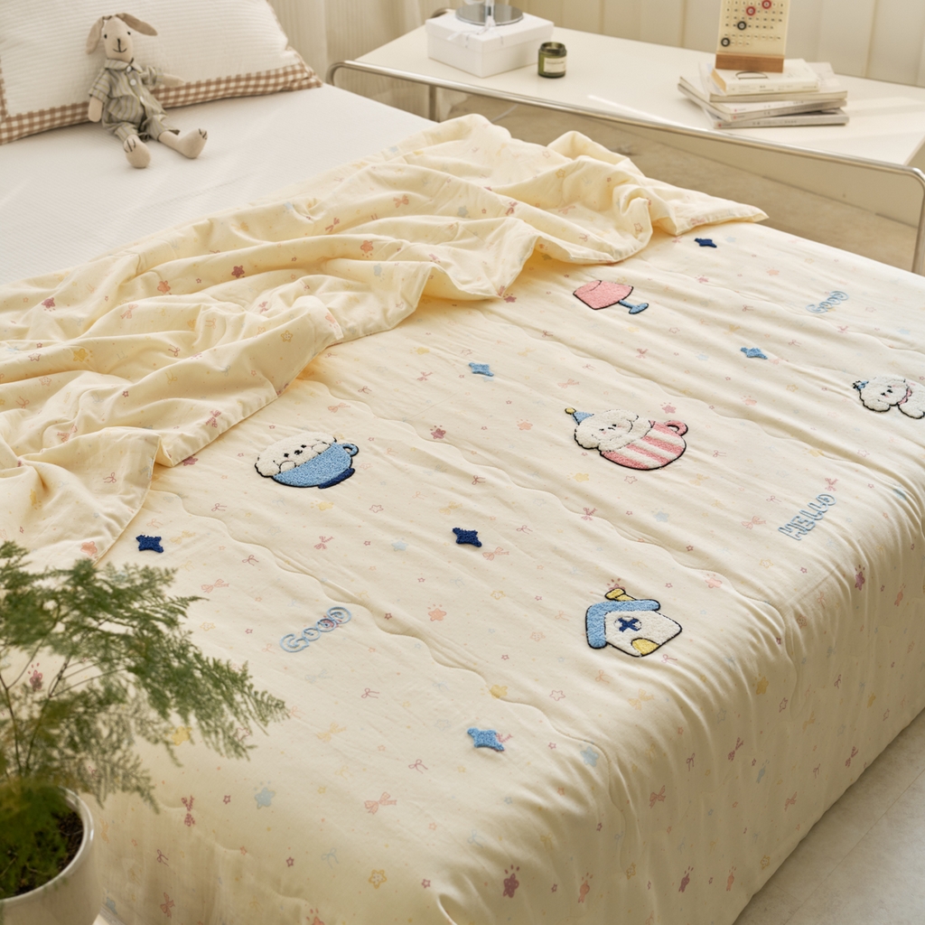 91家纺网 家纺一手货源 找家纺 （总）洋铭区（原狠狠爱） 2025新款双层纱毛巾绣夏被夏凉被空调被