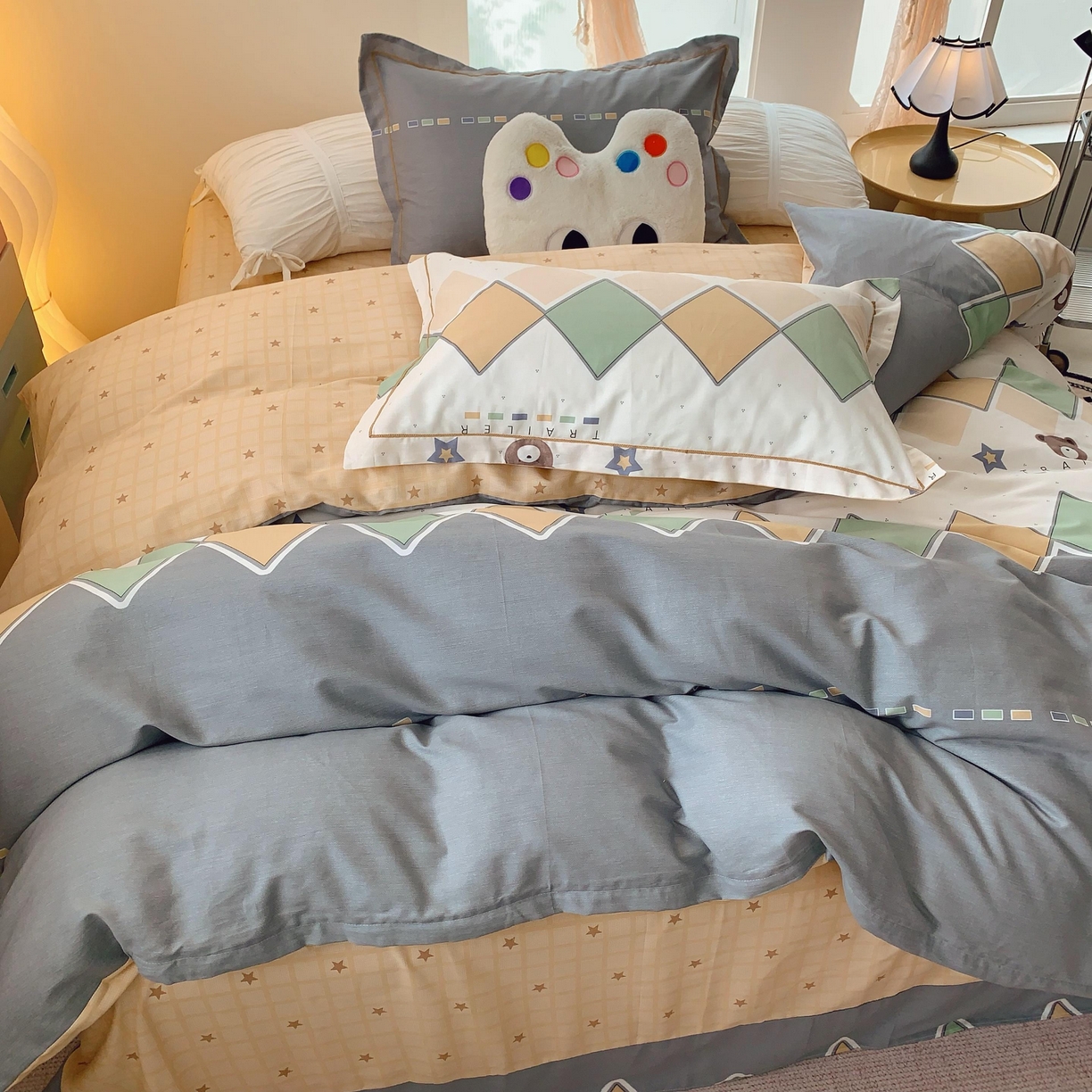 91家纺网 家纺一手货源 找家纺 莱豫家纺 2025新款亲肤舒适小清新印花全棉纯棉四件套-第二批 莱恩小熊