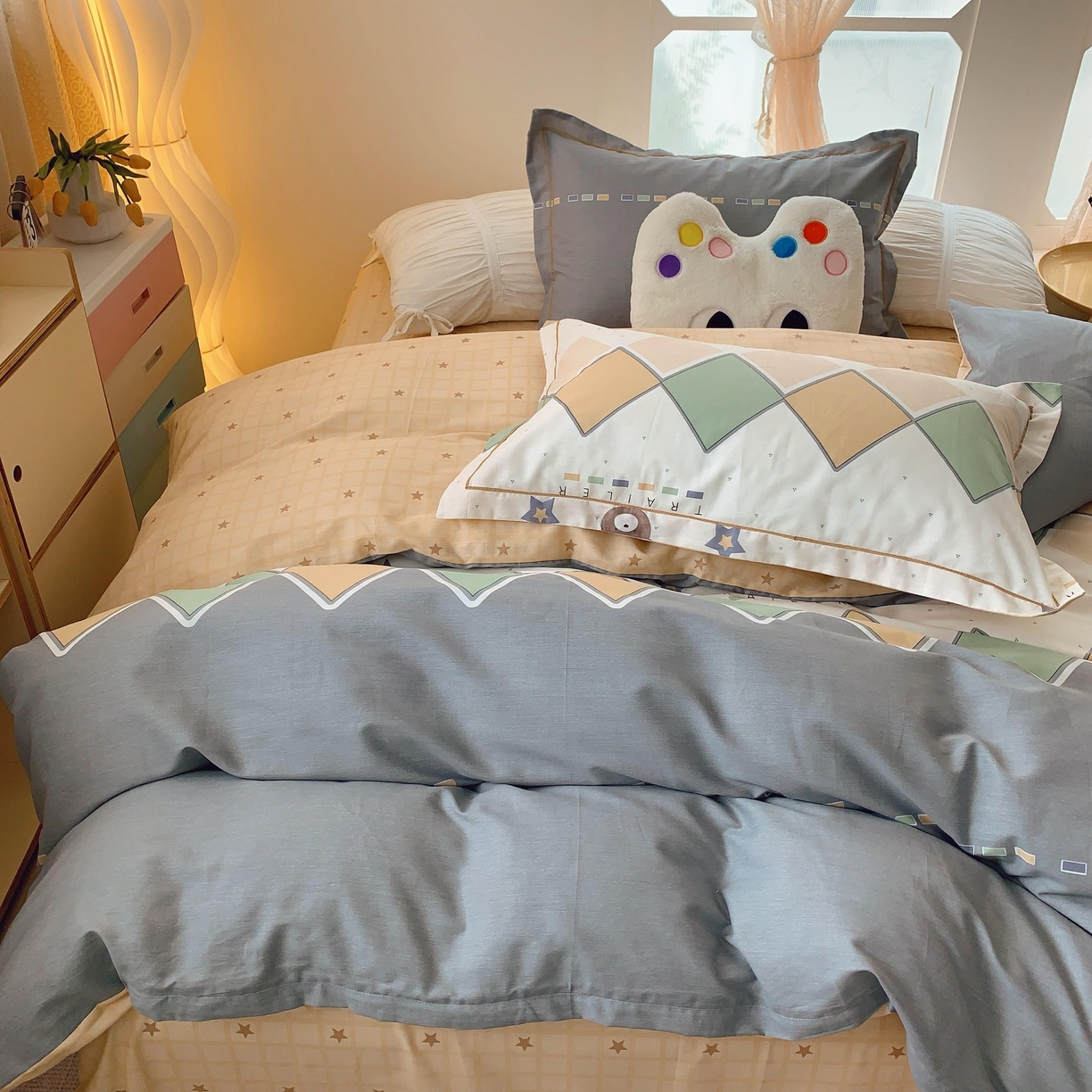 91家纺网 家纺一手货源 找家纺 莱豫家纺 2025新款亲肤舒适小清新印花全棉纯棉四件套-第二批 莱恩小熊