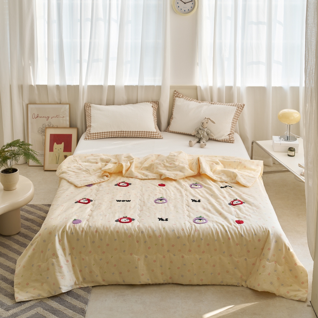 洋铭区（原狠狠爱） 2025新款双层纱毛巾绣夏被夏凉被空调被 水果乐园