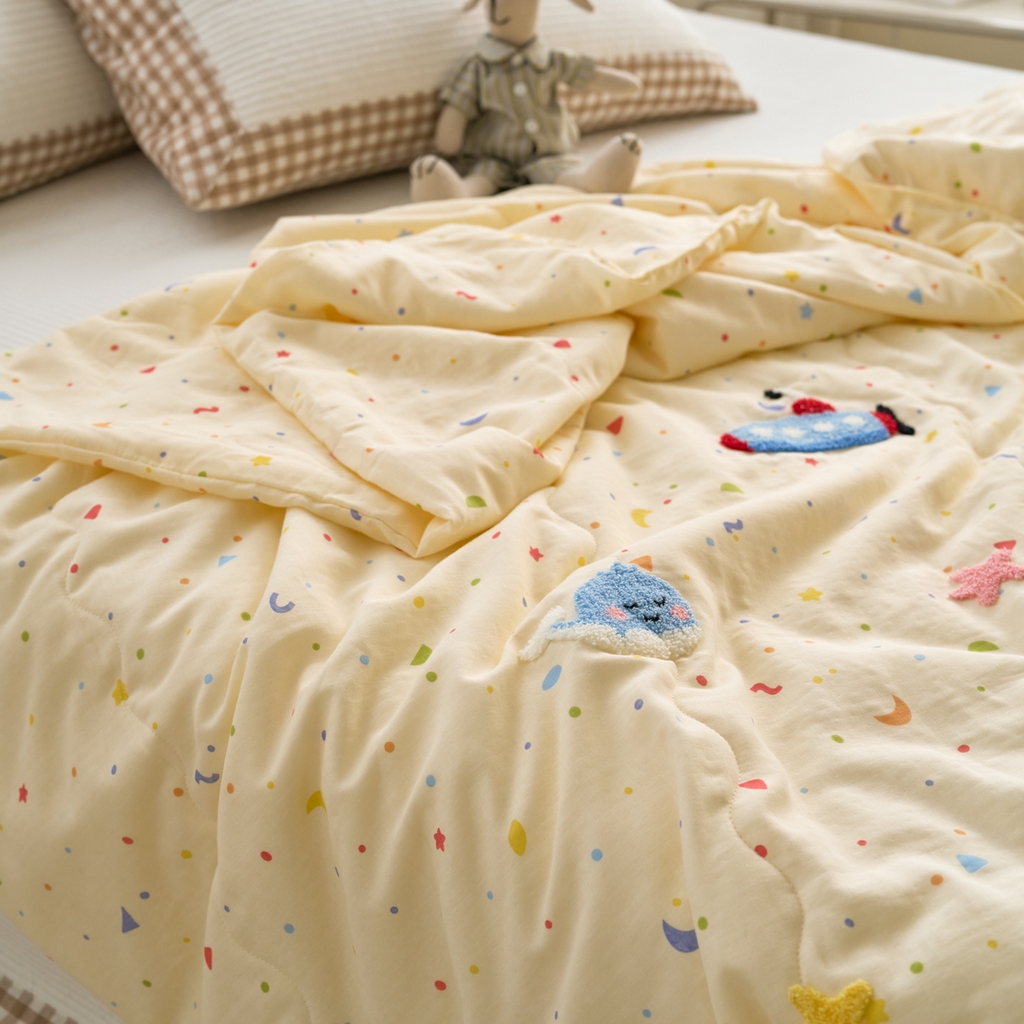 91家纺网 家纺一手货源 找家纺 洋铭区（原狠狠爱） 2025新款双层纱毛巾绣夏被夏凉被空调被 海洋公园