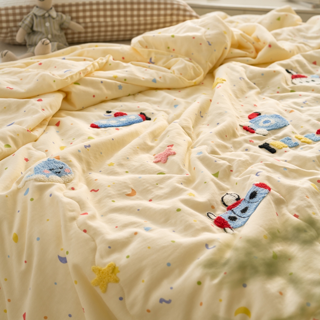 91家纺网 家纺一手货源 找家纺 洋铭区（原狠狠爱） 2025新款双层纱毛巾绣夏被夏凉被空调被 海洋公园