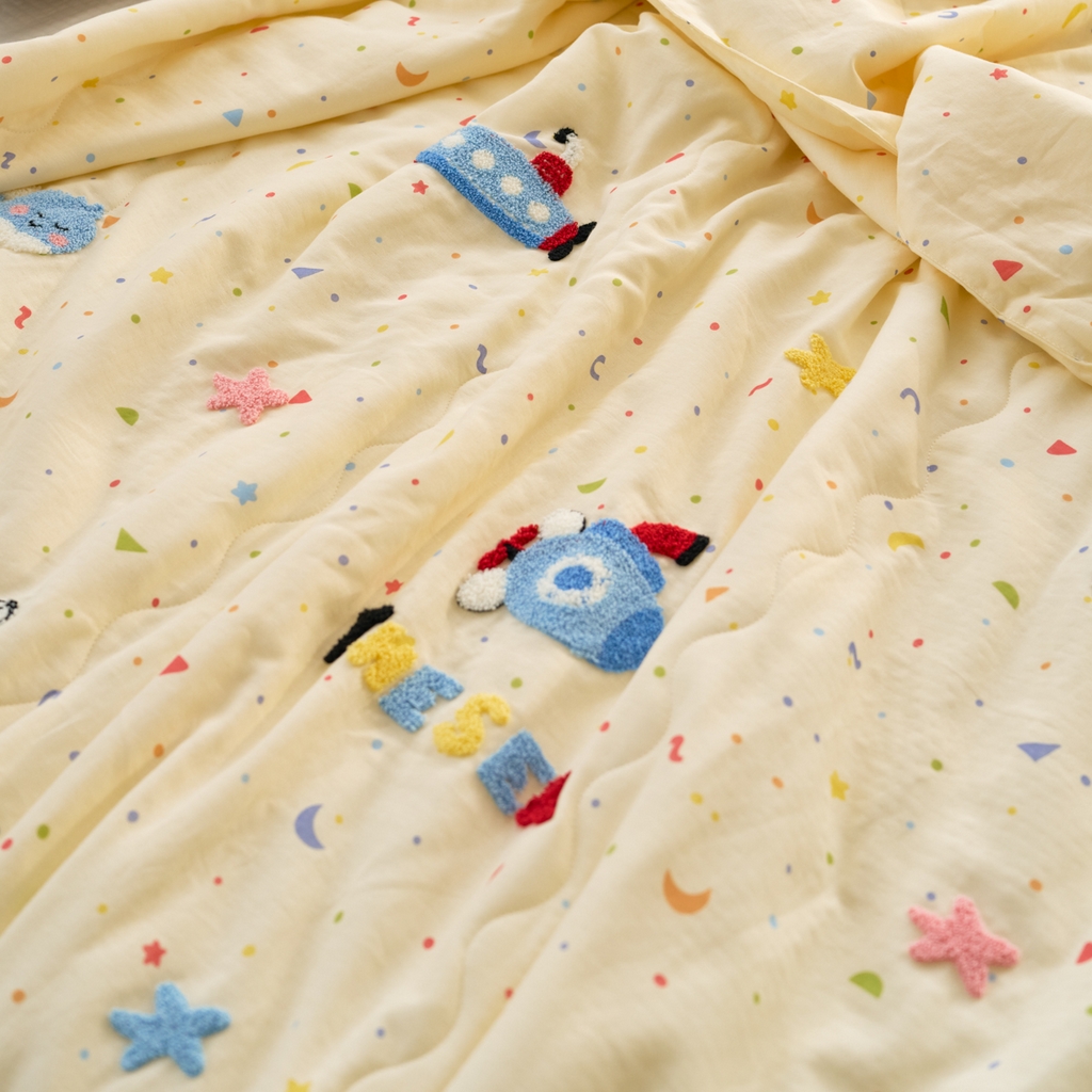 91家纺网 家纺一手货源 找家纺 洋铭区（原狠狠爱） 2025新款双层纱毛巾绣夏被夏凉被空调被 海洋公园