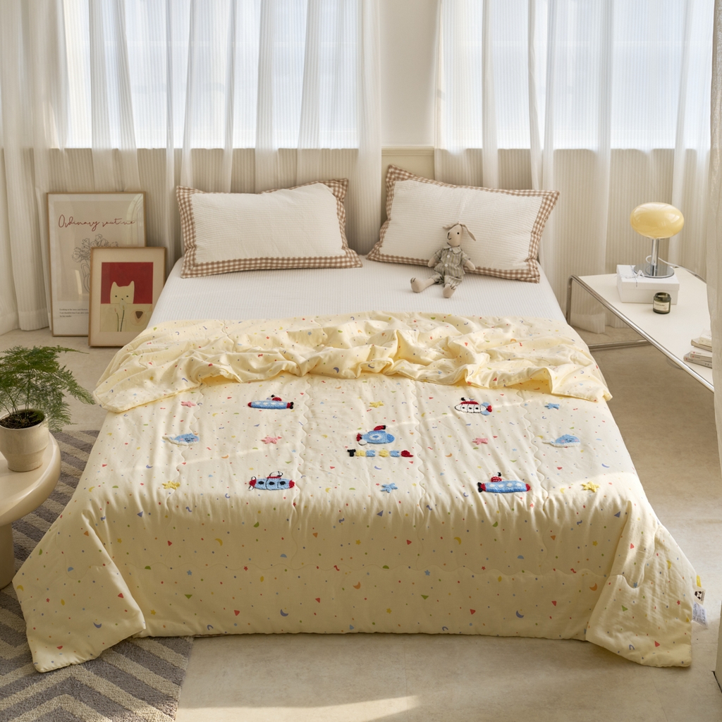 洋铭区（原狠狠爱） 2025新款双层纱毛巾绣夏被夏凉被空调被 海洋公园