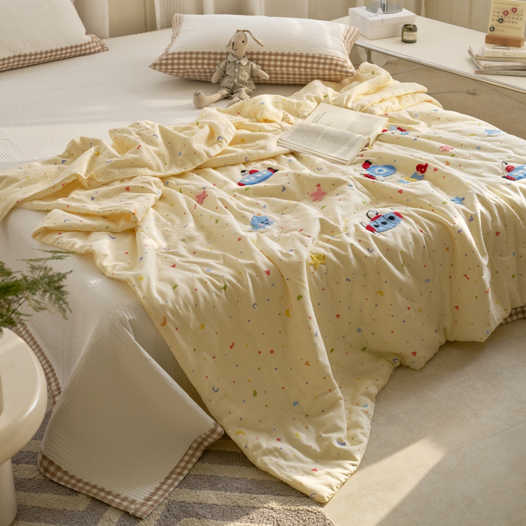 91家纺网 家纺一手货源 找家纺 洋铭区（原狠狠爱） 2025新款双层纱毛巾绣夏被夏凉被空调被 海洋公园