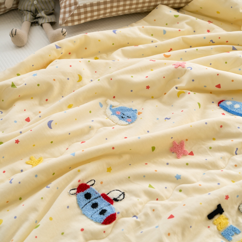 91家纺网 家纺一手货源 找家纺 洋铭区（原狠狠爱） 2025新款双层纱毛巾绣夏被夏凉被空调被 海洋公园