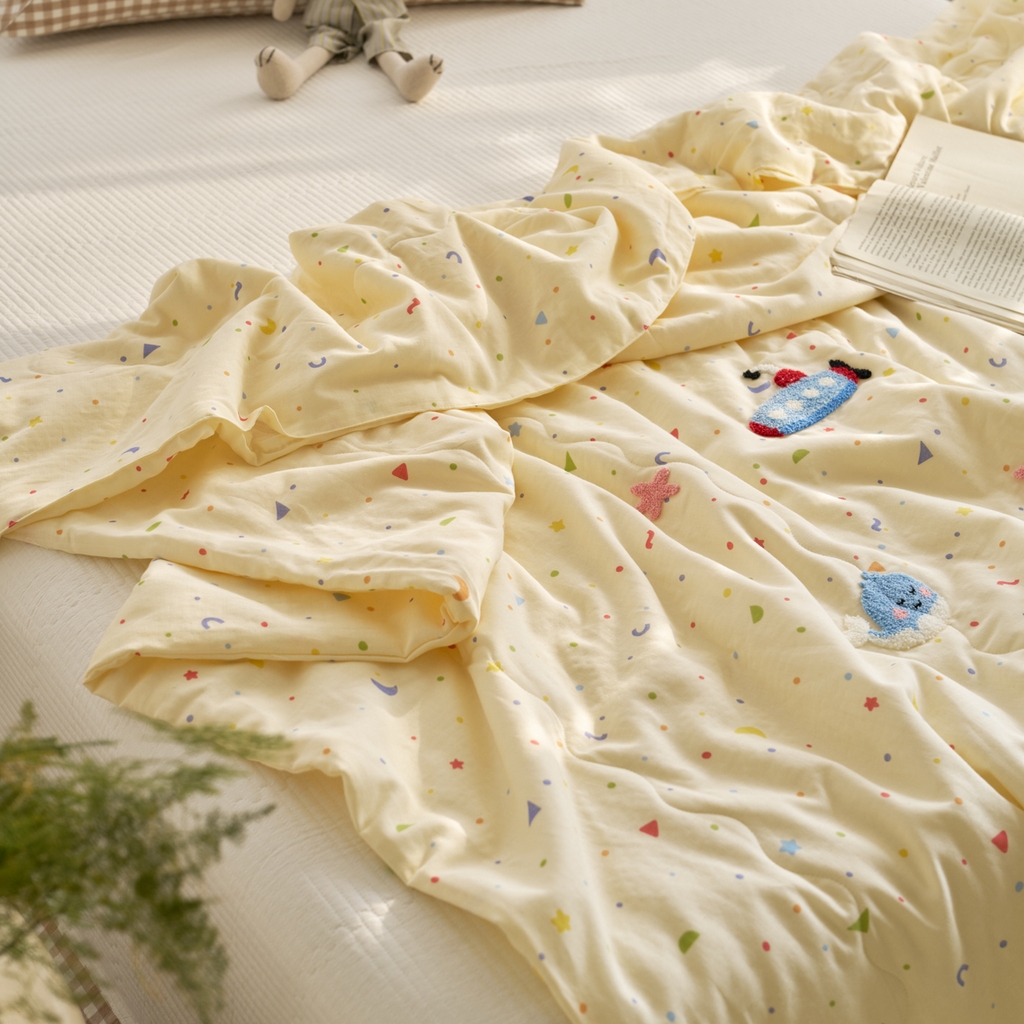 91家纺网 家纺一手货源 找家纺 洋铭区（原狠狠爱） 2025新款双层纱毛巾绣夏被夏凉被空调被 海洋公园